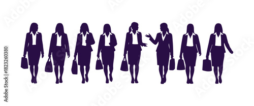 A team of businesswomen. Separate vector shapes


