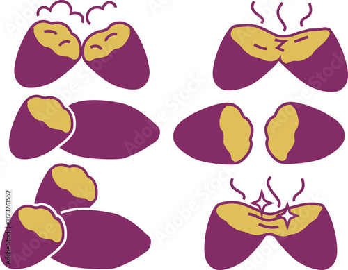 美味しそうな焼き芋のイラストセット