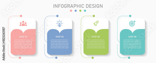 Infographic design with icons and 4 options or steps. Infographics business concept. Instructional graphics with 4 options. Visual data presentation. Vector