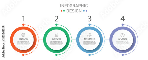 Vector Infographic design with icons and 4 options or steps. Can be used for presentations banner, workflow layout, process diagram, flow chart, info graph. Vector illustration.