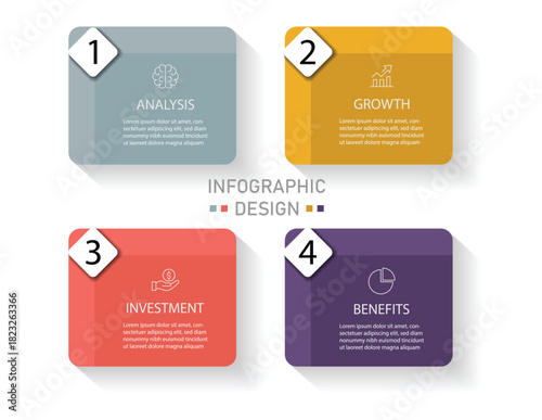 Infographic design template. Creative concept with 4 steps. Diagram or chart with four options. Can be used for business presentation, brochure, web design. Vector illustration.