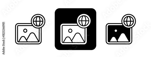 Imagery  Solid color and black line drawing vector illustration set