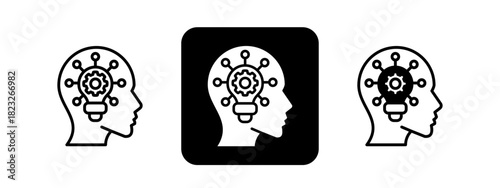 Insightful  Solid color and black line drawing vector illustration set