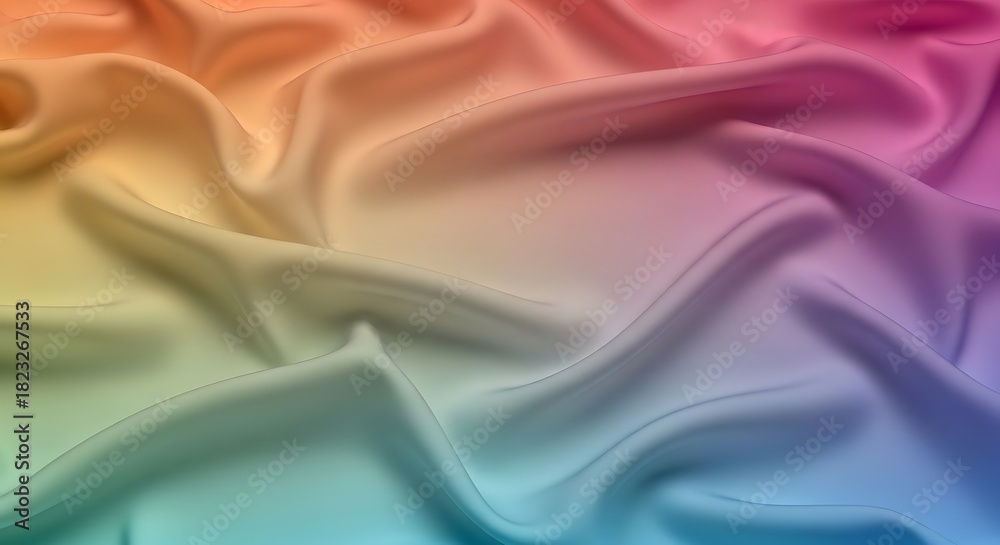 Obraz premium Vibrant rainbow gradient fabric with soft draping folds