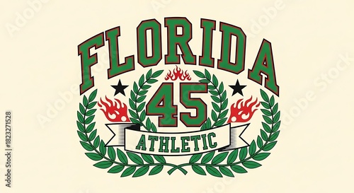 Vintage Florida Athletic 45 Emblem Logo Crest.