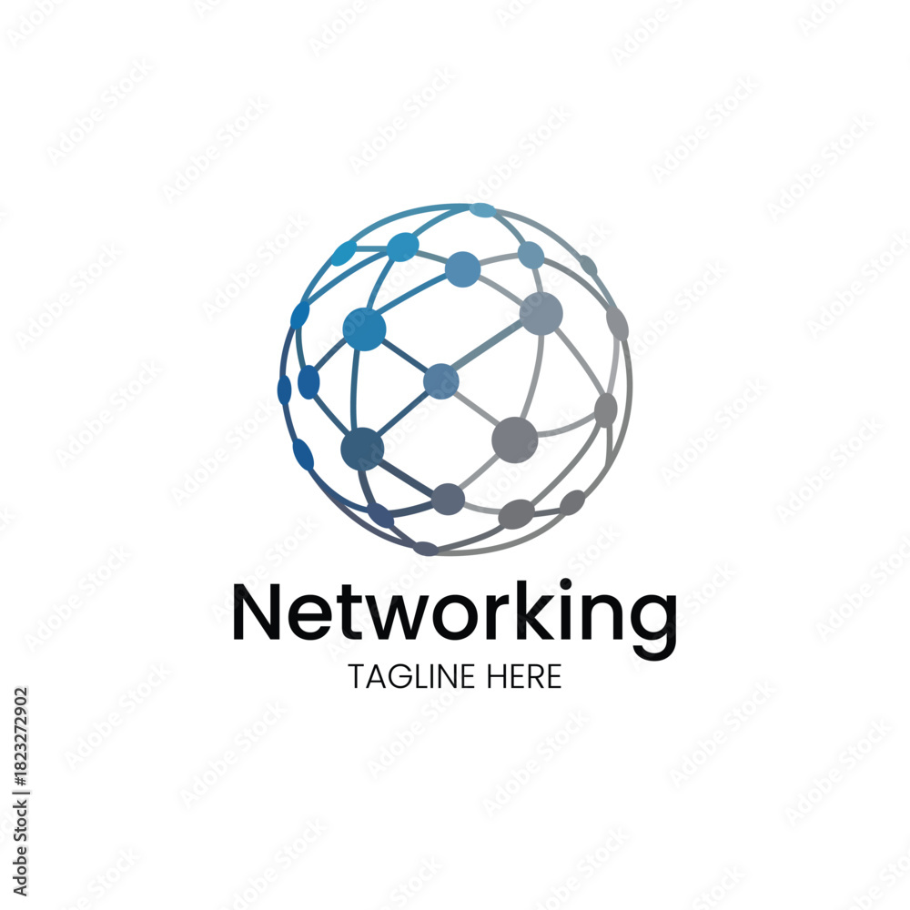 Obraz premium Global Networking Connection Technology Data Digital Network Internet Link Vector logo template