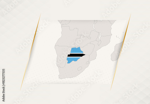 Botswana Country Map Featuring National Flag Colors.