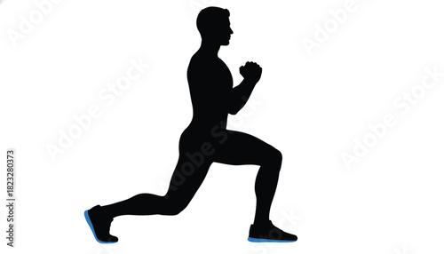 Silhouette of a man doing a lunge exercise a simple illustration for fitness and health concepts isolated on white