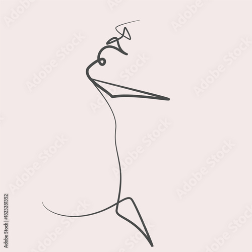 Someone looks up one line drawing. Someone looks up single line illustration. Someone looks up minimalist line art
