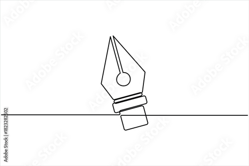 Continuous one line art drawing of Pen tool symbol. Pen tool one line art outline vector illustration