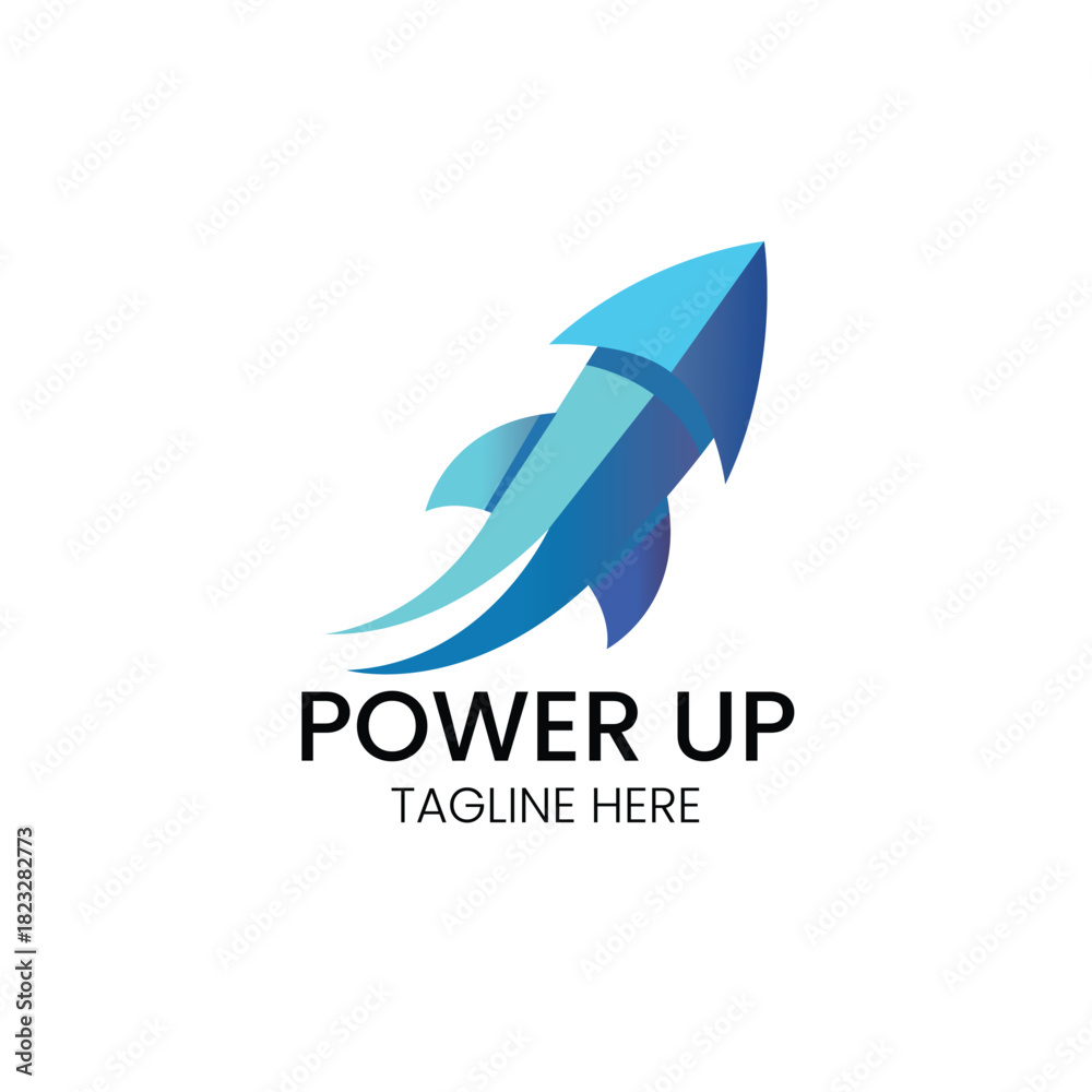 Obraz premium Power Up Rocket Arrow Abstract Finance Growth Success Innovation Technology Future Vector logo template