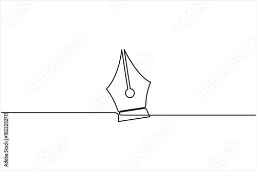 Continuous one line art drawing of Pen tool symbol. Pen tool one line art outline vector illustration