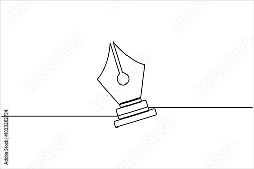 Continuous one line art drawing of Pen tool symbol. Pen tool one line art outline vector illustration