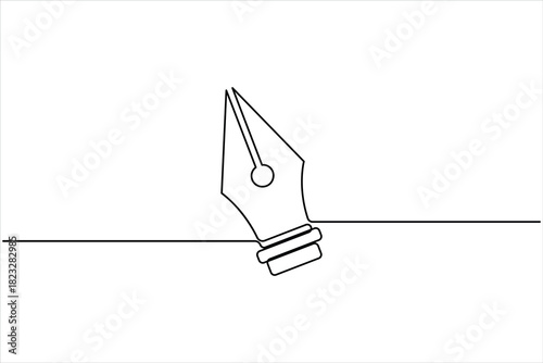 Continuous one line art drawing of Pen tool symbol. Pen tool one line art outline vector illustration