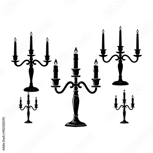 silhouette pack of candle holder vector set