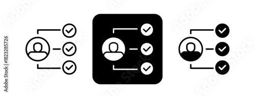 Customer  Solid color and black line drawing vector illustration set