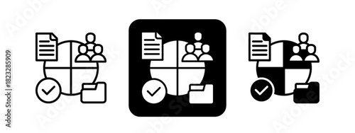 Segmentation  Solid color and black line drawing vector illustration set