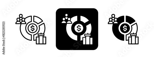 Demographic  Solid color and black line drawing vector illustration set