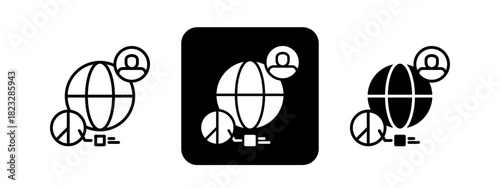 Geographic  Solid color and black line drawing vector illustration set