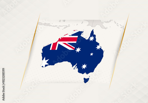 Australia Country Map Featuring National Flag Colors.