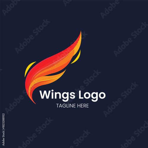 Phoenix Fire Wings Bird Flame Heat Energy Power Abstract Wings Fly Vector logo template