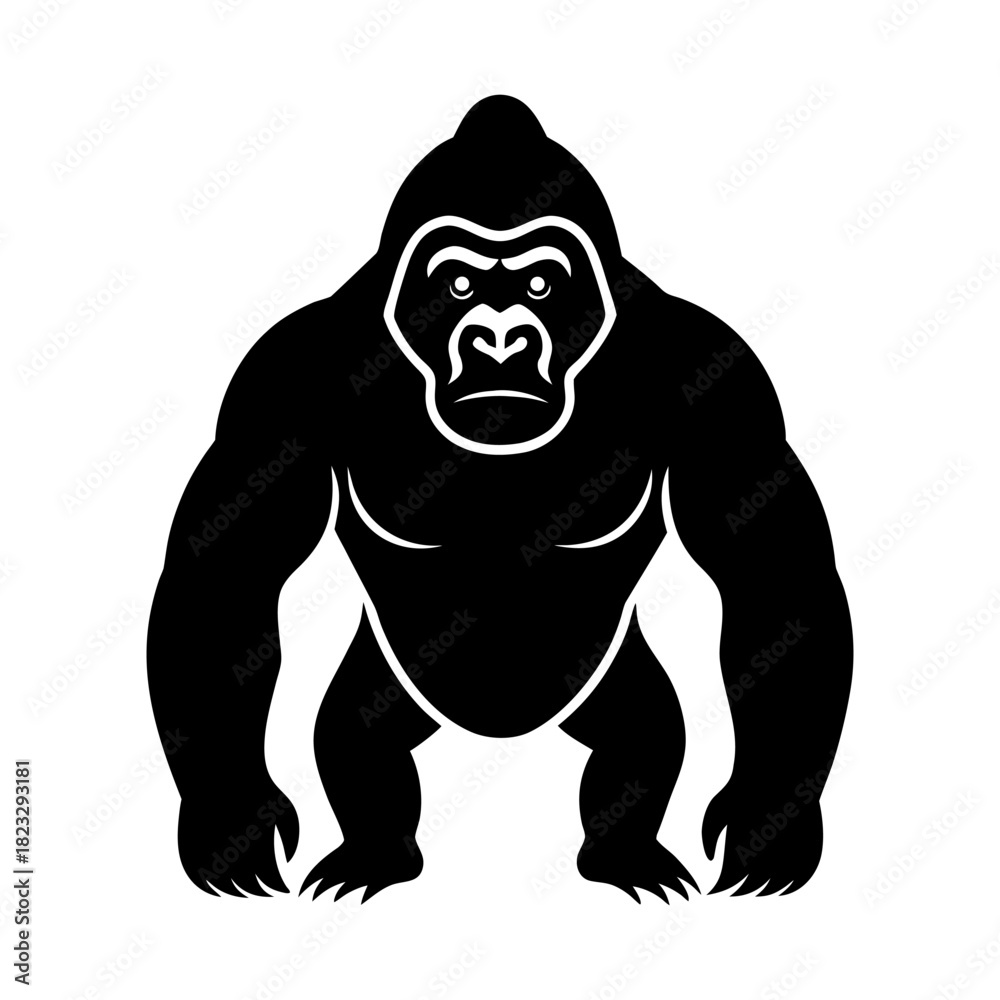 Obraz premium Gorilla Silhouette Primate Vector Design Isolated.