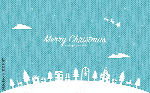 Horizontal vector illustration with Christmas motifs ( knit pattern background )