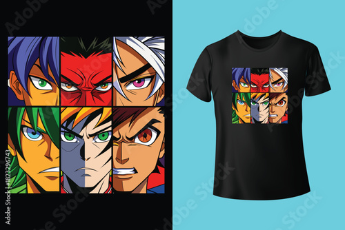 Anime young man, t-shirt design