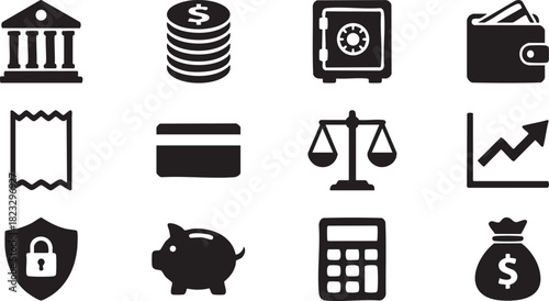 Collection of financial and banking icons