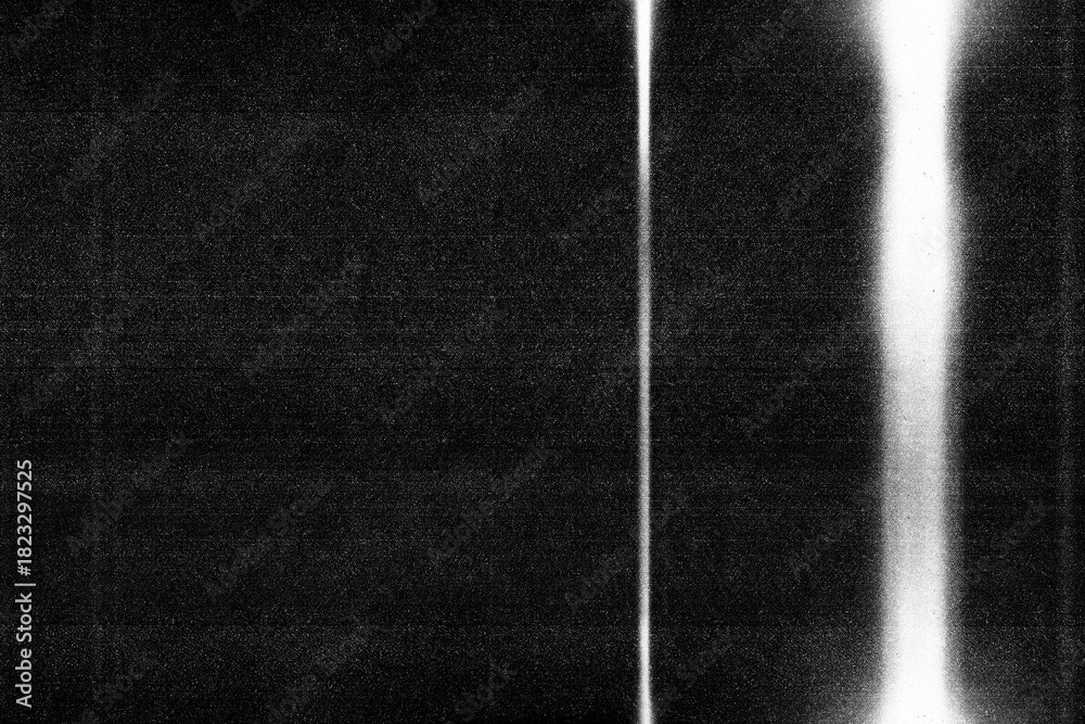 Naklejka premium Old film texture with scratches, noise and glitch shapes. Realistic overlay film texture in black-white, dust and grain.