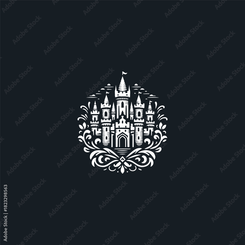 Obraz premium Castle logo vector icon illustration