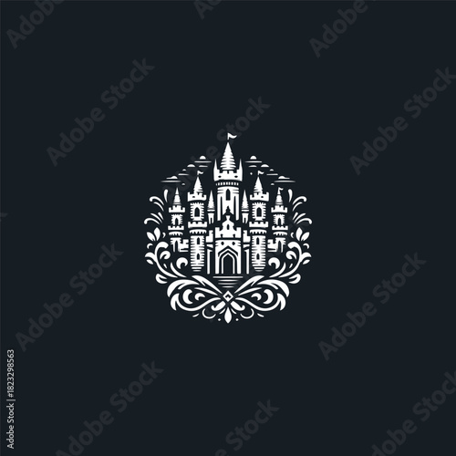 Castle logo vector icon illustration