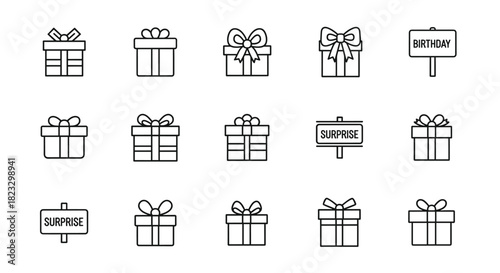 Celebrate with these adorable birthday and surprise gift icons perfect for party invites and holiday graphics add a touch of festive cheer to your design, Generative AI.