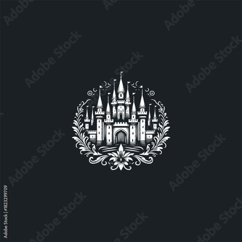 Castle logo vector icon illustration