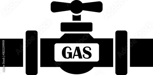Gas pipeline valve flat icon. Industrial gas flow control symbol, ideal for safety alerts, plumbing diagram, utility maps, technical, professional and engineering isolated on transparent background.