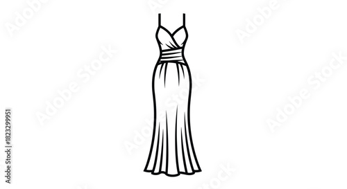 Elegant black and white gown design perfect for fashion illustrations or dressmaking patterns with a modern and sophisticated look for your creative projects, Generative AI.