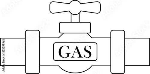 Gas pipeline valve line icon. Industrial gas flow control symbol, ideal for safety alerts, plumbing diagram, utility maps, technical, professional and engineering isolated on transparent background.