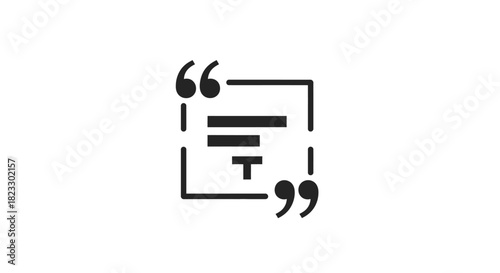Simple graphic icon depicting a quote with text lines inside a square.