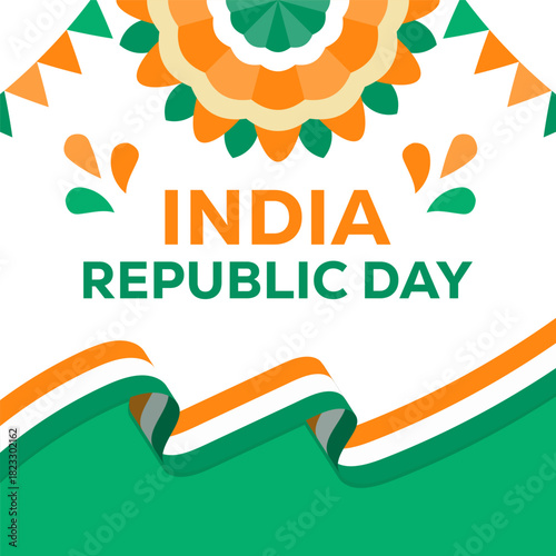 india republic day illustration in flat design style
