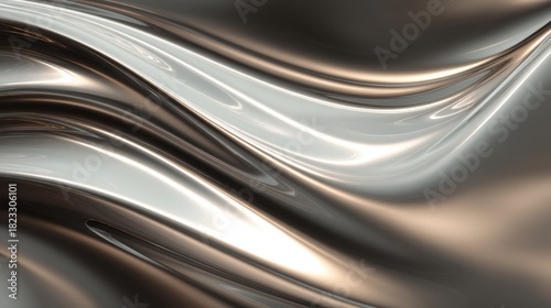 Abstract Metallic Waves with Shiny Surface and Smooth Texture