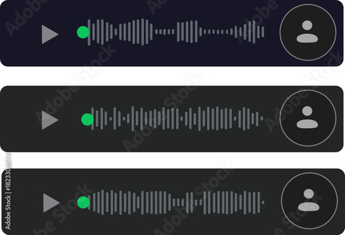 A set of vector audio sound wave icons, illustrating wave forms, voice signals, or digital equalizer patterns in a simple black and white line style.	
