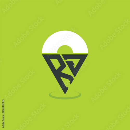 Letter RJ Location Logo Design. Modern Initials RJ Pinpoint Logo for Navigation, Map Apps, and Location Based Businesses