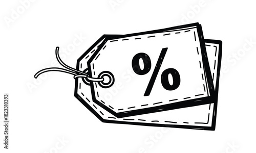 Price tags for sale with percent sign discount symbol illustration