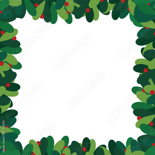 Festive Mistletoe Christmas Wreath Border