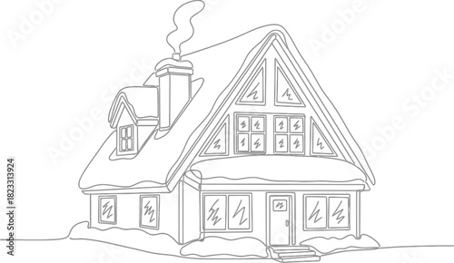 Winter house snow cabin chimney smoke architecture building home design cold cozy