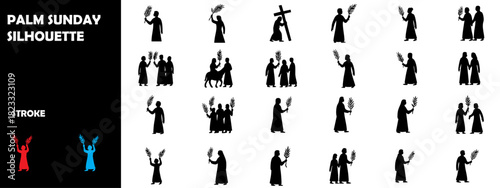 Palm Sunday Silhouette Icon – Christian Holy Week Procession Celebration Vector