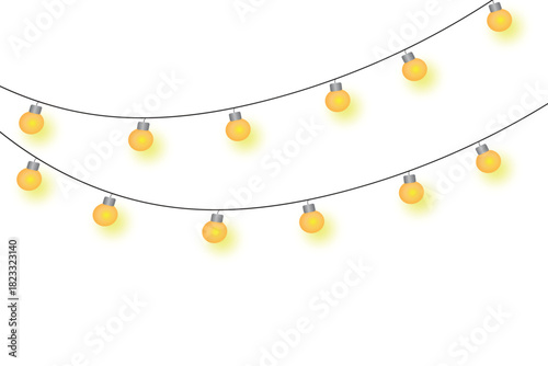 Glowing yellow string lights for celebration and festive design