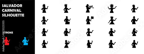 Salvador Carnival Brazil Silhouette Icon – Street Dance & Samba Festival Vector