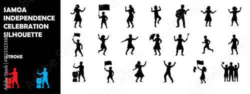 Samoa Independence Day Silhouette Icon – Parade & Cultural Freedom Festival Vector