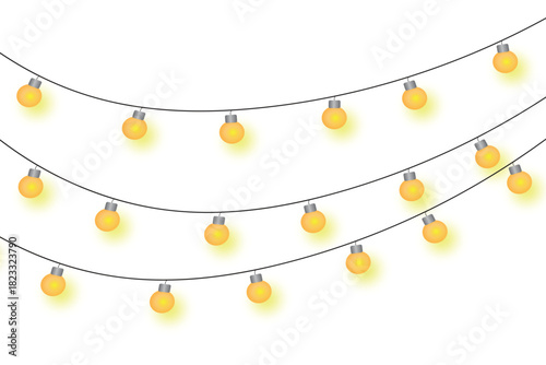 Glowing yellow string lights for festive holiday party decoration.